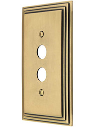 Mid-Century Push Button Switch Plate - Single Gang in Antique Brass.